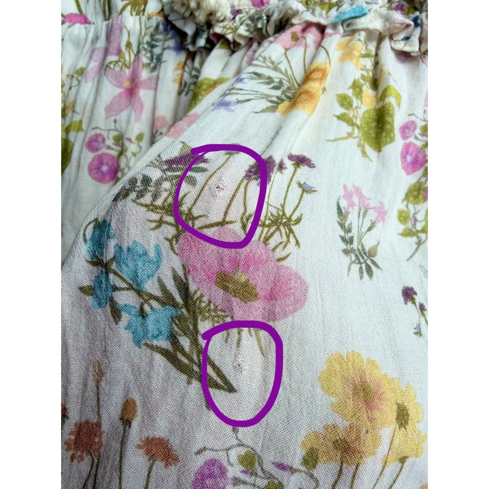 Spell & The Gypsy Wild Bloom Blouse Cream Floral Ruffle Boho Top Wildflower L - Picture 8 of 13